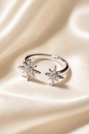 Silver Starburst Open Ring