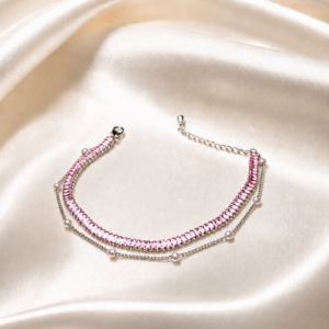 Pink Crystal and Pearl-Look Layered Bracelet