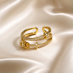 Gold-Tone Floral Open Ring