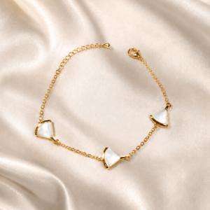 Gold-Tone Mother-of-Pearl-Style Charm Bracelet