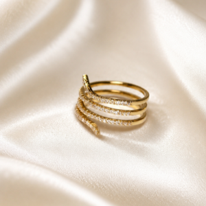 Gold-Tone Layered Wave Ring