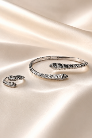 Silver Twisted Cuff & Ring Set