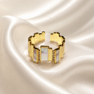 Gold-Tone Mother-of-Pearl Geometric Ring