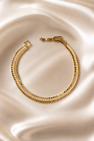 Gold-Tone Triple-Row Crystal Bracelet
