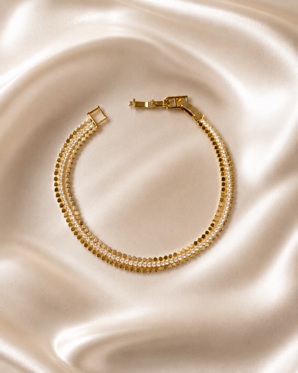 Gold-Tone Triple-Row Crystal Bracelet
