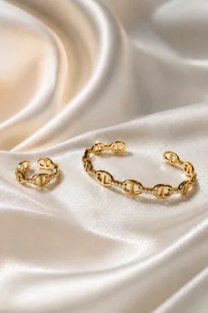 Zeiya Gold-Tone Filigree Cuff and Ring Set – close-up