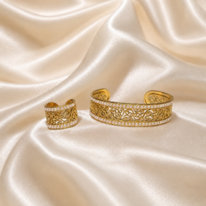 Gold-Tone Filigree Cuff and Ring Set