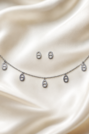 Oval Charm Necklace & Earring Set