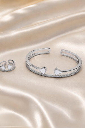 Tone White Accent Cuff and Ring Set