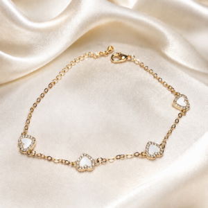 White Heart Charm Bracelet